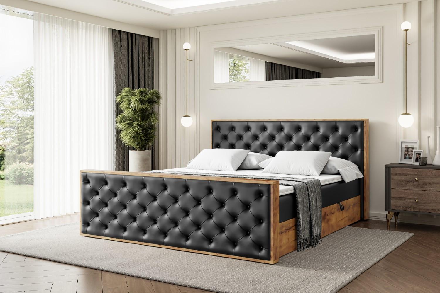 BOXBETT mit Matratze H3 und Lattenrost - LOLLI3-Z - 120x200 - Schwarz Kunstleder Holzwerkstoff ALTDECOR Möbel > Betten > Boxspringbetten Schwarz