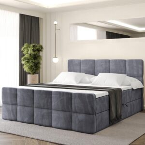 BOXBETT mit Matratze H4 und Lattenrost - LIRO-Z - 200x200 - Dunkelgrau Casablanca Holzwerkstoff ALTDECOR Möbel > Betten > Boxspringbetten Grau