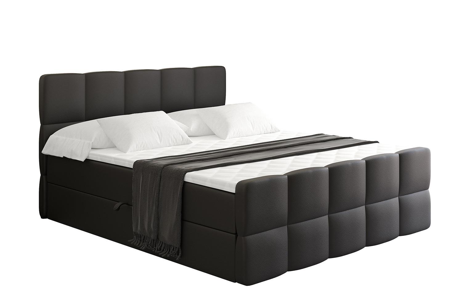 Wohnli Möbelsuche - BOXBETT mit Matratze H4 und Lattenrost - LIRO-Z - 180x200 - Schwarz Kunstleder