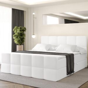 wohnli-moebel-suche-800001765584-1 BOXBETT mit Matratze H4 und Lattenrost - LIRO-Z - 200x200 - Weiß Kunstleder Holzwerkstoff ALTDECOR Möbel > Betten > Boxspringbetten Weiß