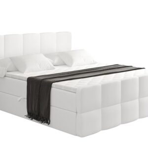 Wohnli Möbelsuche - BOXBETT mit Matratze H4 und Lattenrost - LIRO-Z - 200x200 - Weiß Kunstleder