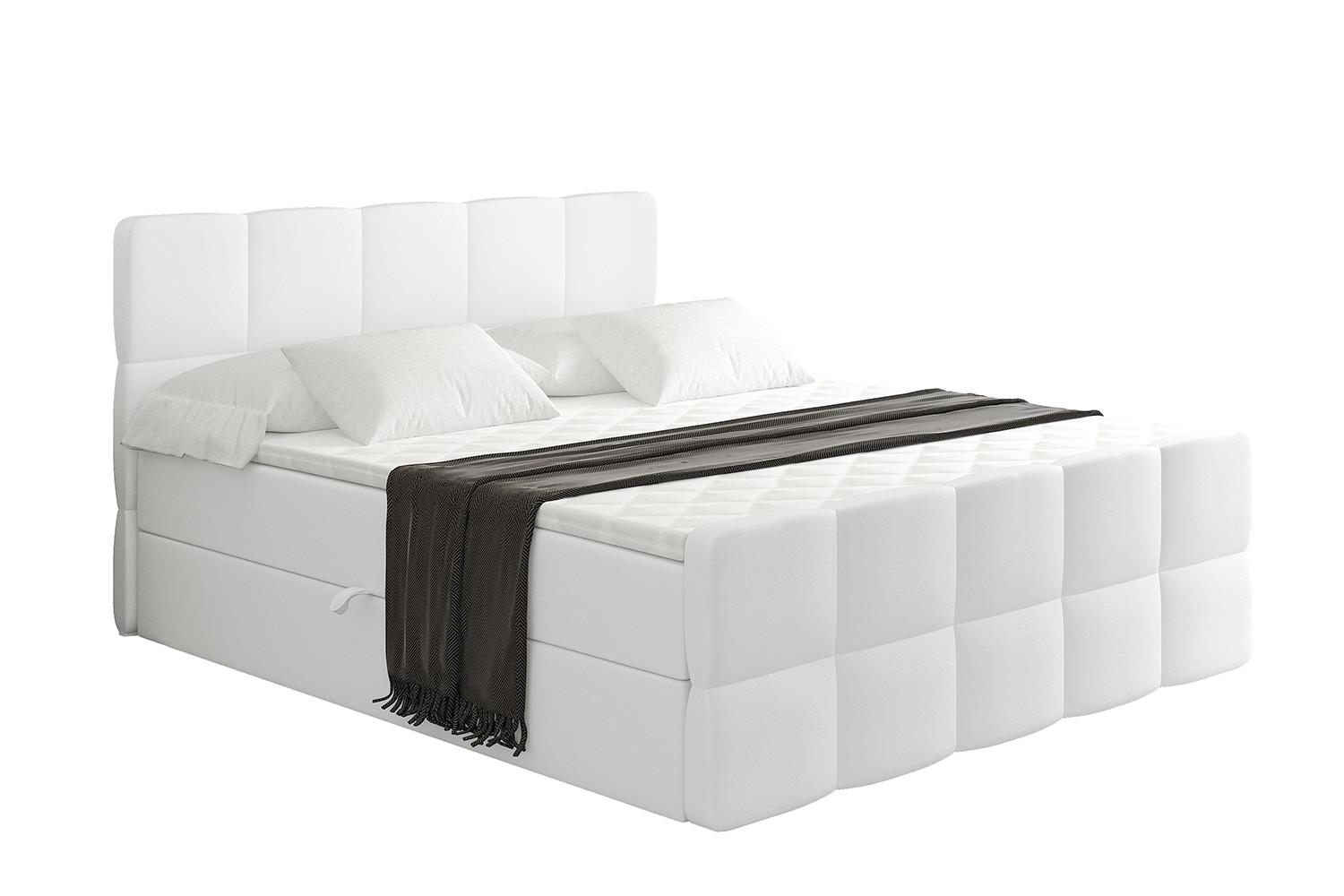 Wohnli Möbelsuche - BOXBETT mit Matratze H4 und Lattenrost - LIRO-Z - 180x200 - Weiß Kunstleder
