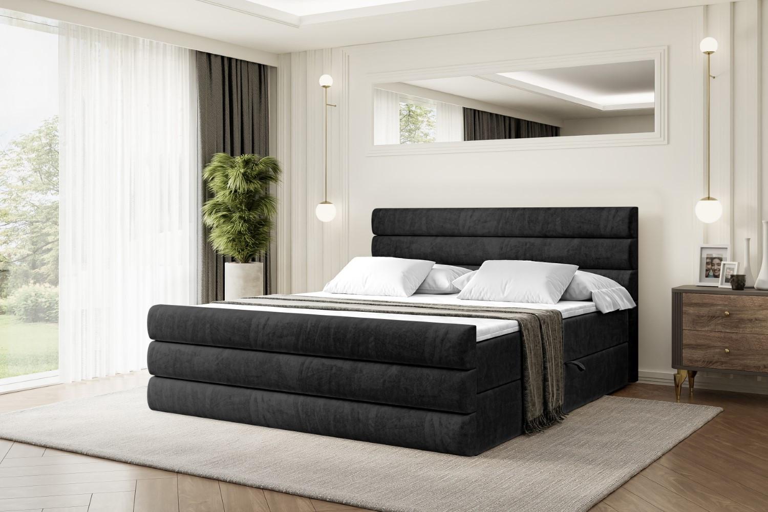 BOXBETT CELESTIA-Z - 200x200 cm - H3 - Schwarz Holzwerkstoff ALTDECOR Möbel > Betten > Boxspringbetten Schwarz
