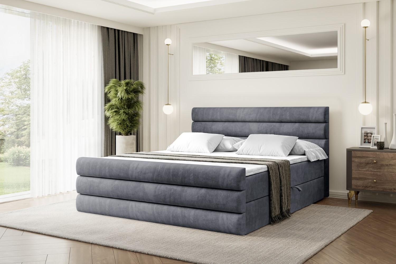 BOXBETT CELESTIA-Z - 160x200 cm - H4 - Dunkelgrau Holzwerkstoff ALTDECOR Möbel > Betten > Boxspringbetten Grau