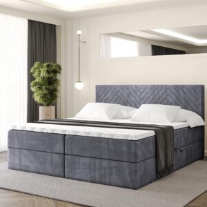 wohnli-moebel-suche-800001766592-1 BOXBETT mit Matratze H4 und Lattenrost - VEXA - 140x200 - Dunkelgrau Casablanca Holzwerkstoff ALTDECOR Möbel > Betten > Boxspringbetten Grau