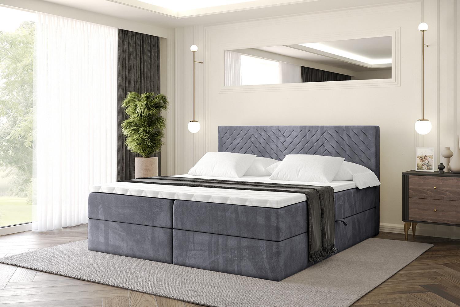 BOXBETT mit Matratze H3 und Lattenrost - VEXA - 160x200 - Dunkelgrau Casablanca Holzwerkstoff ALTDECOR Möbel > Betten > Boxspringbetten Grau
