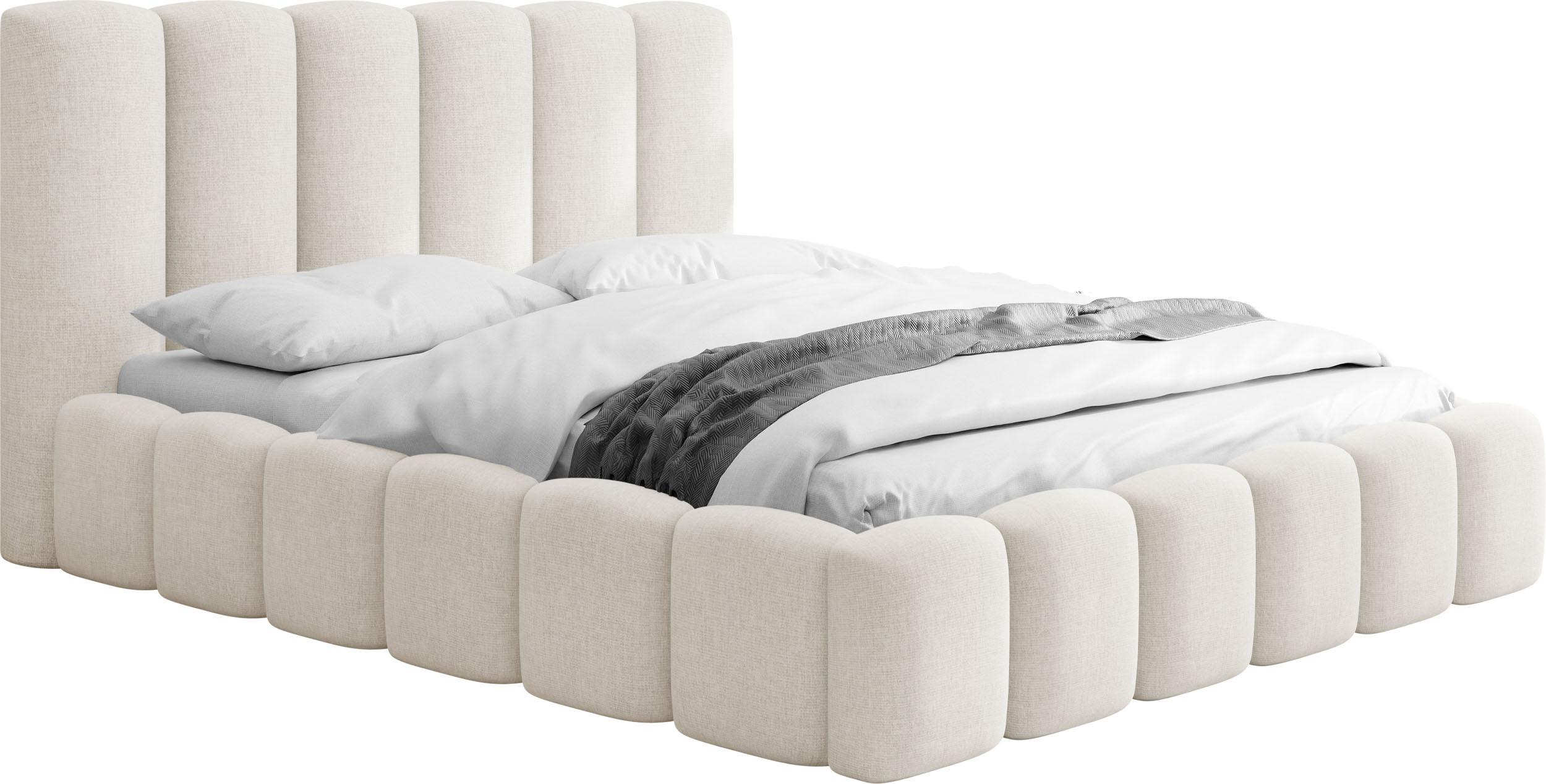 Wohnli Möbelsuche - POLSTERBETT Serenity mit Bettkasten & Lattenrost in Creme Chenille 180 x 200 cm