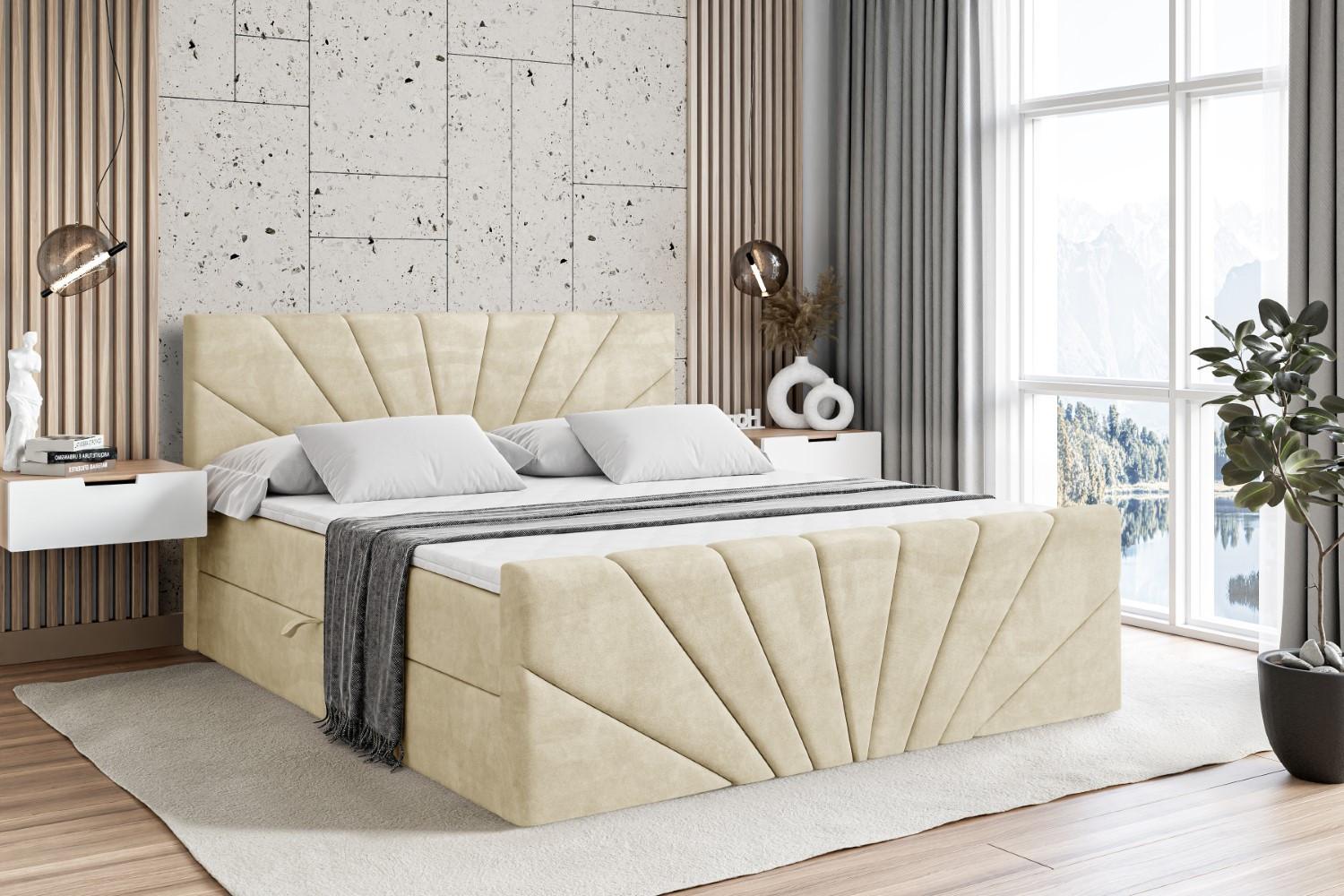 BOXBETT MILTIO-Z - 180x200 cm - H3 - Beige Holzwerkstoff ALTDECOR Möbel > Betten > Boxspringbetten Beige