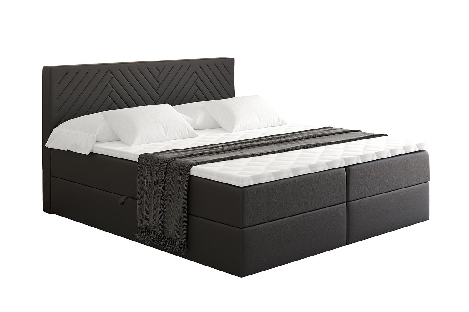 wohnli-moebel-suche-800001767701 Wohnli Möbelsuche - BOXBETT mit Matratze H4 und Lattenrost - VEXA - 180x200 - Schwarz Kunstleder
