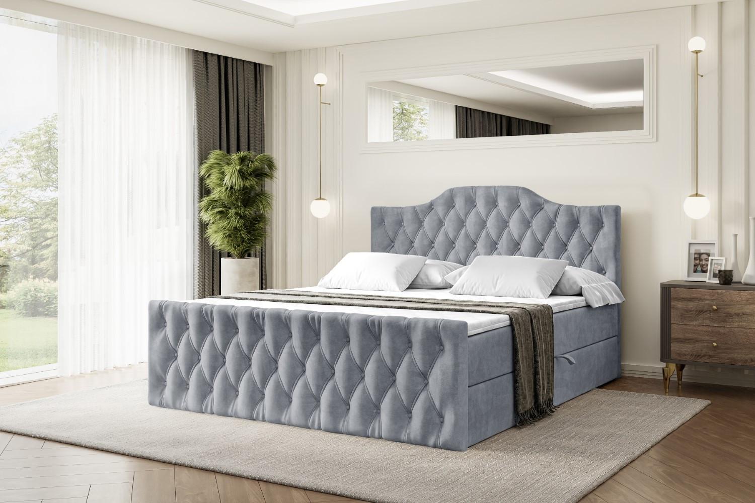 BOXBETT VILA-1-Z - 120x200 cm - H4 - Grau Holzwerkstoff ALTDECOR Möbel > Betten > Boxspringbetten Grau