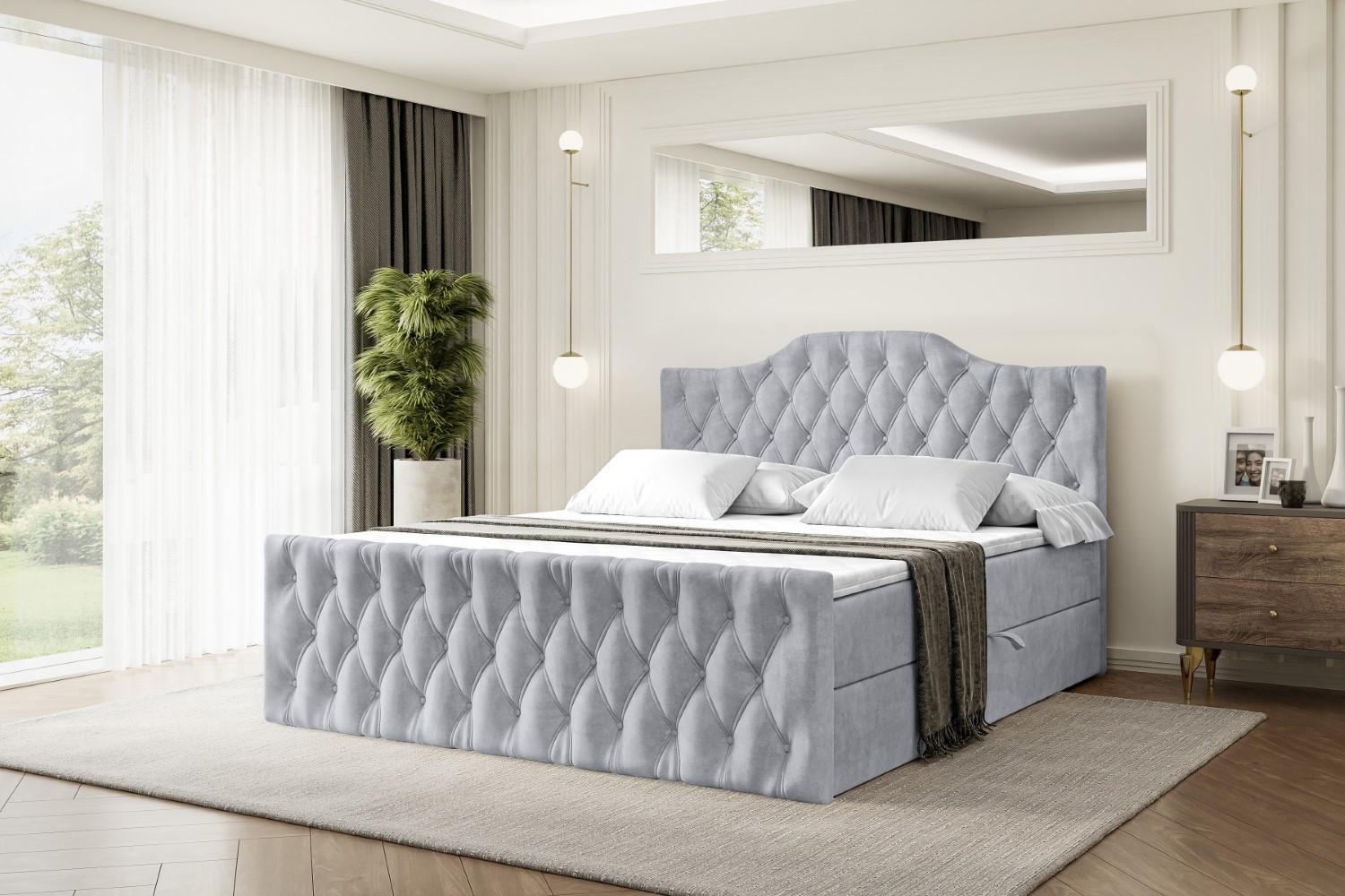 BOXBETT VILA-1-Z - 160x200 cm - H4 - Hellgrau Holzwerkstoff ALTDECOR Möbel > Betten > Boxspringbetten Grau