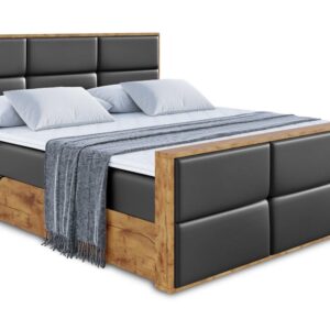 wohnli-moebel-suche-800001767958 Wohnli Möbelsuche - BOXBETT mit Matratze H4 und Lattenrost - LOLLI1-Z - 200x200 - Schwarz Kunstleder