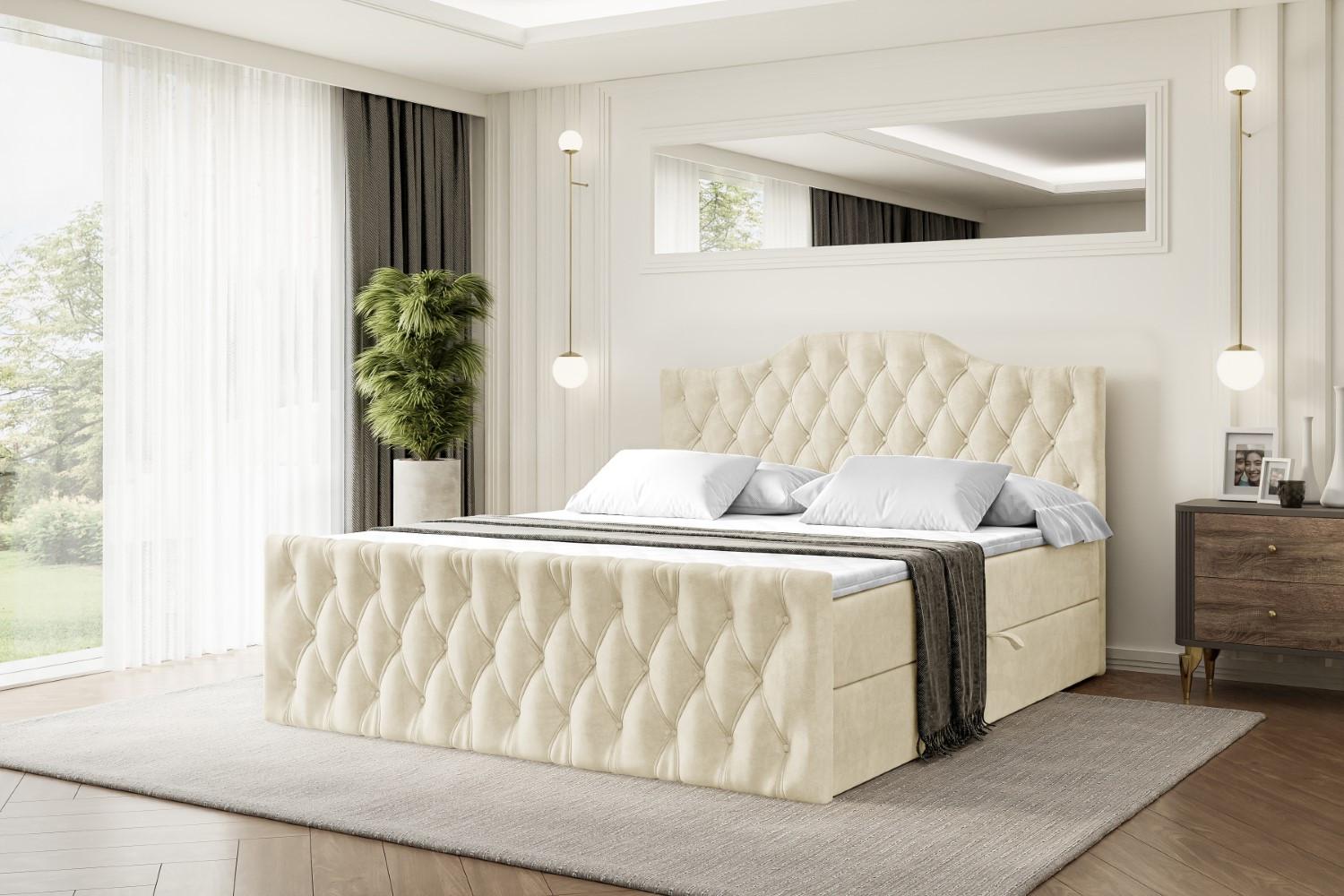 BOXBETT VILA-1-Z - 200x200 cm - H4 - Beige Holzwerkstoff ALTDECOR Möbel > Betten > Boxspringbetten Beige