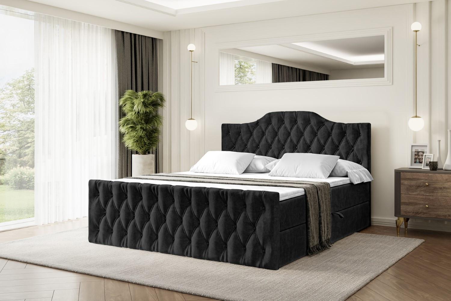 BOXBETT VILA-1-Z - 160x200 cm - H4 - Schwarz Holzwerkstoff ALTDECOR Möbel > Betten > Boxspringbetten Schwarz