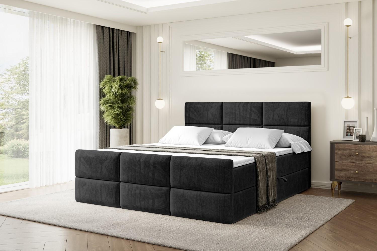BOXBETT OHIO-Z - 180x200 cm - H4 - Schwarz Holzwerkstoff ALTDECOR Möbel > Betten > Boxspringbetten Schwarz
