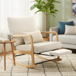 wohnli-moebel-suche-800001768822-1 SCHAUKELSESSEL Polyester Cremeweiß Textil HOMCOM Möbel > Stühle > Esszimmerstühle > Schwingstühle Weiß