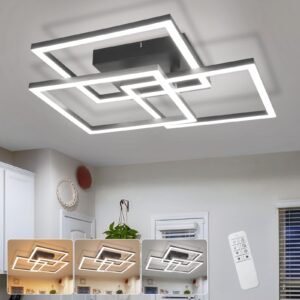 LED DECKENLEUCHTE Lysven 40/40/8.7 cm Deckenlampe Kunststoff ZMH Lampen & Leuchten > LED-Leuchten > LED-Deckenleuchten Schwarz