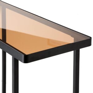 wohnli-moebel-suche-800001783168-1 KONSOLE mit zwei Ablagen aus getöntem Glas B80 cm 30/80/80 cm Metall Calicosy Möbel > Kommoden & Schubladenschränke > Konsolentische Schwarz