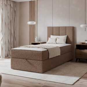 wohnli-moebel-suche-800001793062-1 BOXBETT Rebos Single Boucle - H3 Textil MIRJAN24 Möbel > Betten > Boxspringbetten Braun