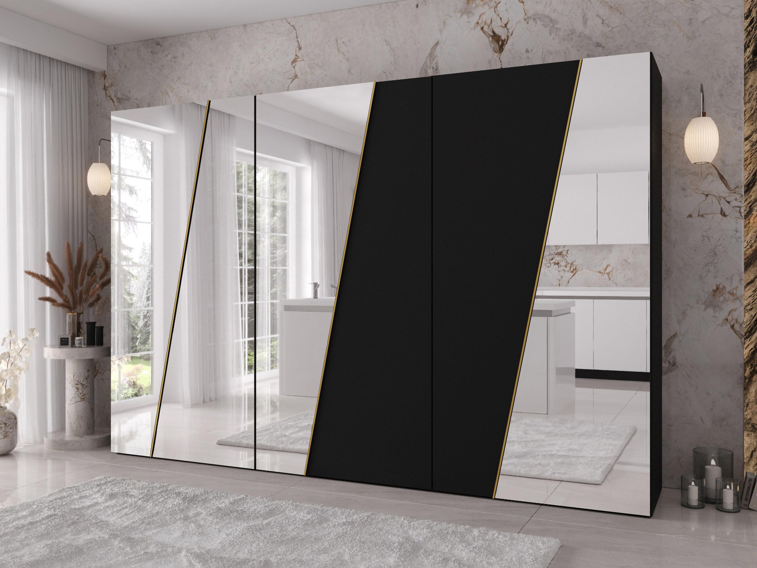 DREHTÜRENSCHRANK Zen 4L 300 cm Holzwerkstoff MIRJAN24 Möbel > Schränke > Kleiderschränke > Drehtürenschränke Schwarz