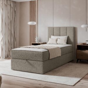 wohnli-moebel-suche-800001793069-1 BOXBETT Rebos Single Boucle - H3 Textil MIRJAN24 Möbel > Betten > Boxspringbetten Braun