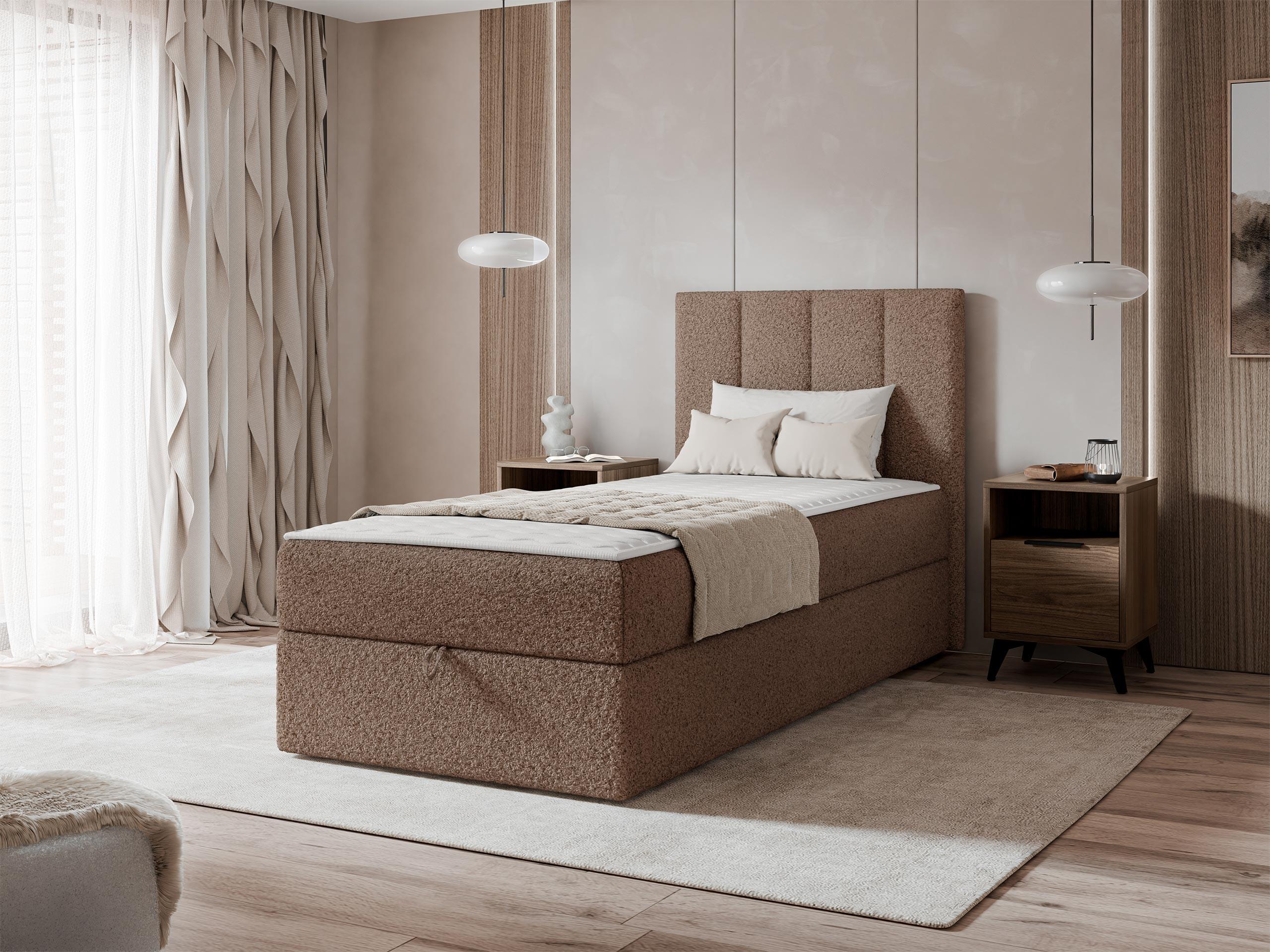 BOXBETT Rebos Single Boucle - H3 Textil MIRJAN24 Möbel > Betten > Boxspringbetten Braun