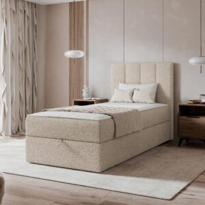 wohnli-moebel-suche-800001793076-1 BOXBETT Rebos Single Boucle - H3 Textil MIRJAN24 Möbel > Betten > Boxspringbetten Beige