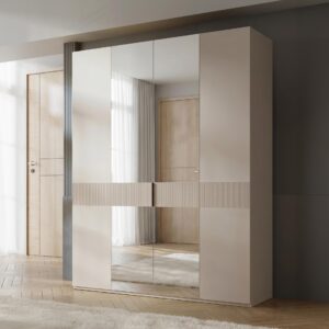 KLEIDERSCHRANK Soreno 180 4D mit Spiegel Holzwerkstoff MIRJAN24 Möbel > Schränke > Kleiderschränke > Drehtürenschränke Beige