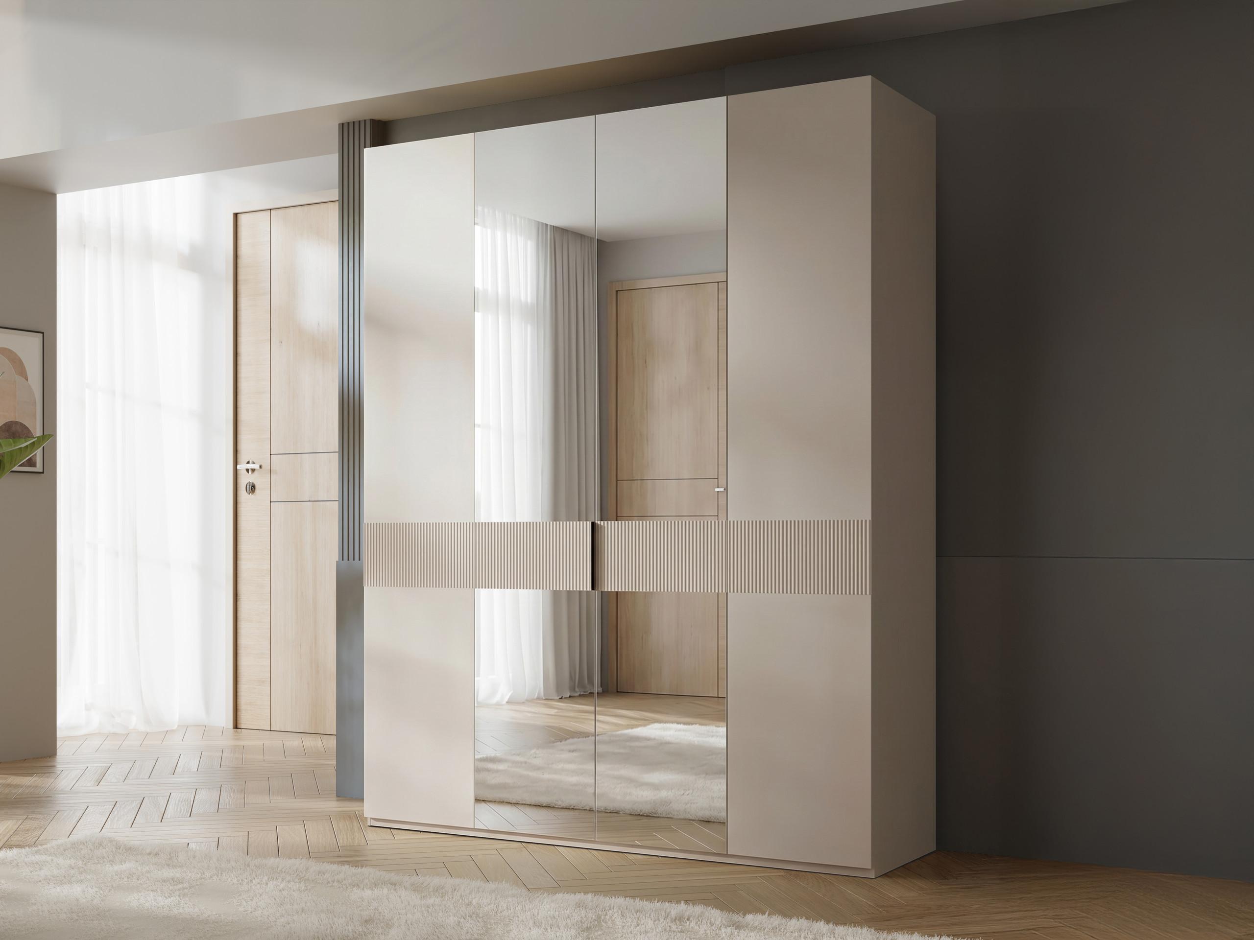 KLEIDERSCHRANK Soreno 180 4D mit Spiegel Holzwerkstoff MIRJAN24 Möbel > Schränke > Kleiderschränke > Drehtürenschränke Beige