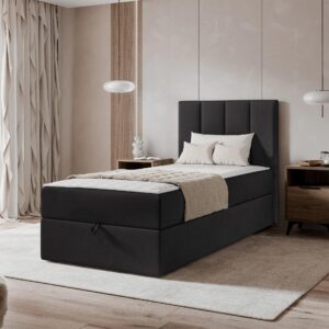 wohnli-moebel-suche-800001793118-1 BOXBETT Rebos Single - H3 Textil MIRJAN24 Möbel > Betten > Boxspringbetten Schwarz