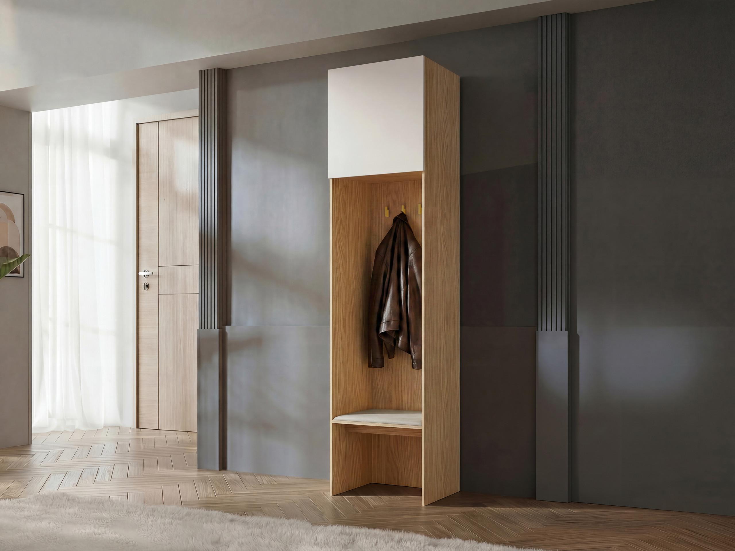 GARDEROBE MIT SITZBANK Soreno 58 L-R Holzwerkstoff MIRJAN24 Garderoben Beige