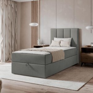 wohnli-moebel-suche-800001793124-1 BOXBETT Rebos Single - H3 Textil MIRJAN24 Möbel > Betten > Boxspringbetten Grau