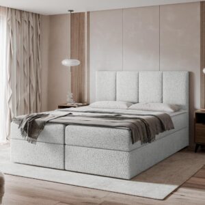 BOXBETT Rebos Boucle - H3 Textil MIRJAN24 Möbel > Betten > Boxspringbetten Grau