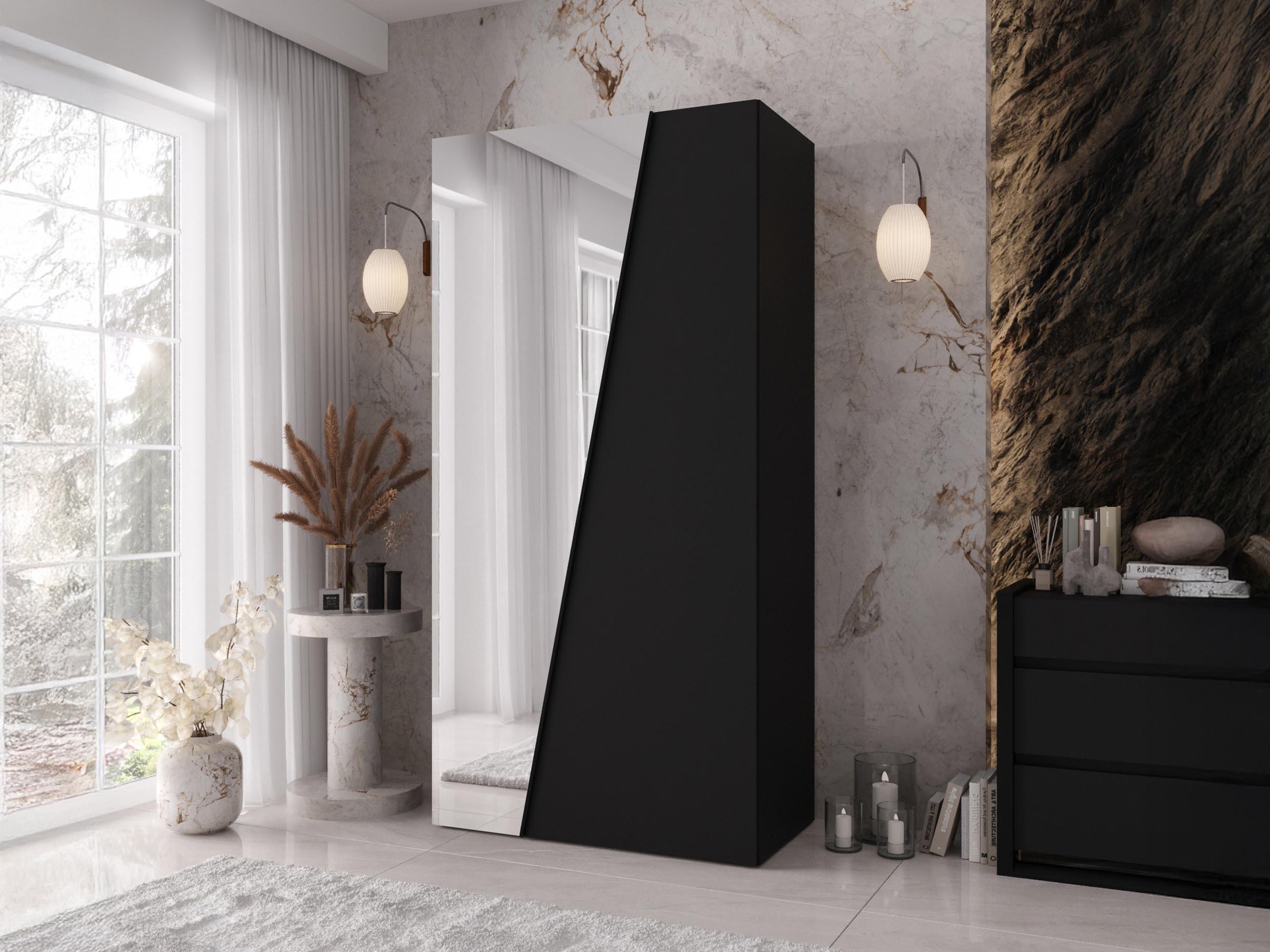 DREHTÜRENSCHRANK Zen 1L 100 cm Holzwerkstoff MIRJAN24 Möbel > Schränke > Kleiderschränke > Drehtürenschränke Schwarz