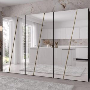 DREHTÜRENSCHRANK Zen 6L 300 cm Holzwerkstoff MIRJAN24 Möbel > Schränke > Kleiderschränke > Drehtürenschränke Schwarz