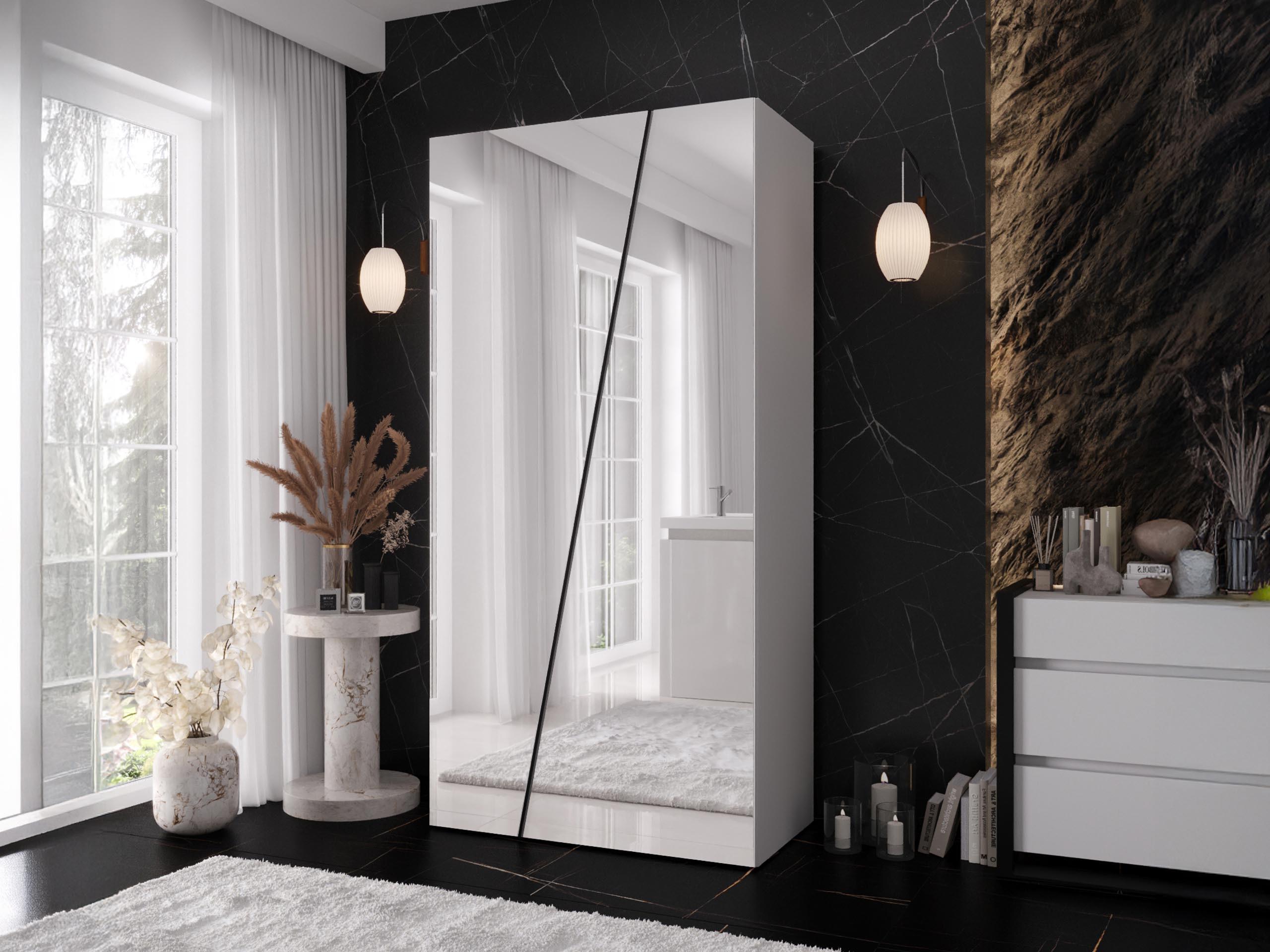 DREHTÜRENSCHRANK Zen 2L 100 cm Holzwerkstoff MIRJAN24 Möbel > Schränke > Kleiderschränke > Drehtürenschränke Weiß