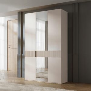 wohnli-moebel-suche-800001793255-1 KLEIDERSCHRANK Soreno 135 3D mit Spiegel Holzwerkstoff MIRJAN24 Möbel > Schränke > Kleiderschränke > Drehtürenschränke Beige