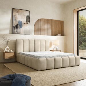 wohnli-moebel-suche-800001795123-1 POLSTERBETT RANIS 140x200 cm mit Bettkästen - Beige Textil MASSENO Möbel > Betten > Polsterbetten Beige