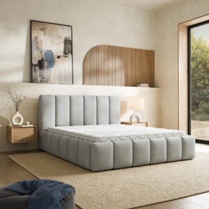 POLSTERBETT RANIS 120x200 cm mit Bettkästen - Hellgrau Textil MASSENO Möbel > Betten > Polsterbetten Grau