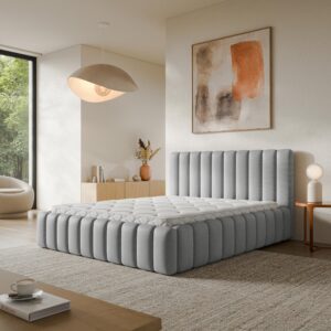 wohnli-moebel-suche-800001795379-1 POLSTERBETT TEBA 160x200 cm mit Bettkästen - Hellgrau Textil MASSENO Möbel > Betten > Polsterbetten Grau