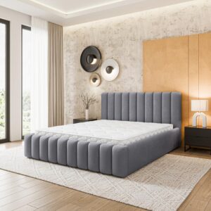 wohnli-moebel-suche-800001795413-1 POLSTERBETT DINESE 200x200 cm mit Bettkästen - Grau Holz MASSENO Möbel > Betten > Polsterbetten Grau