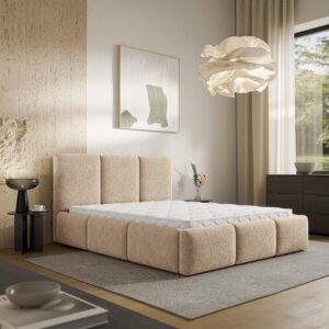 wohnli-moebel-suche-800001795416-1 POLSTERBETT ARSIL 140x200 cm mit Bettkästen - Beige Textil MASSENO Möbel > Betten > Polsterbetten Beige