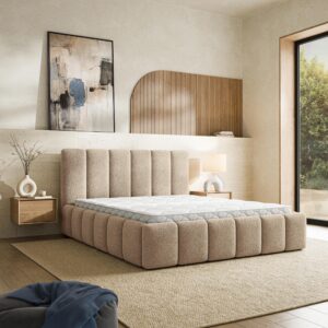 wohnli-moebel-suche-800001795419-1 POLSTERBETT RANIS 120x200 cm mit Bettkästen - Beige Textil MASSENO Möbel > Betten > Polsterbetten Beige