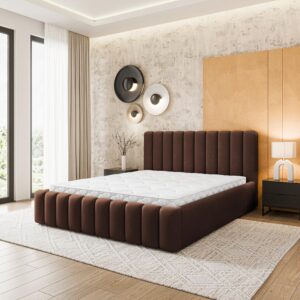 wohnli-moebel-suche-800001795422-1 POLSTERBETT DINESE 160x200 cm mit Bettkästen - Braun Holz MASSENO Möbel > Betten > Polsterbetten Braun