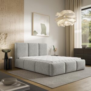 wohnli-moebel-suche-800001795490-1 POLSTERBETT ARSIL 180x200 cm mit Bettkästen - Hellgrau Textil MASSENO Möbel > Betten > Polsterbetten Grau
