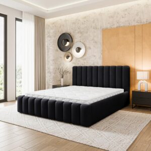 wohnli-moebel-suche-800001795512-1 POLSTERBETT DINESE 160x200 cm mit Bettkästen - Schwarz Holz MASSENO Möbel > Betten > Polsterbetten Schwarz