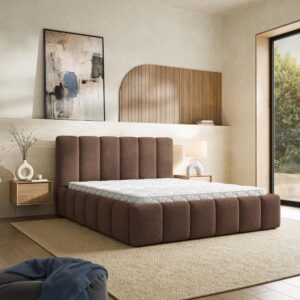 POLSTERBETT RANIS 140x200 cm mit Bettkästen - Braun Textil MASSENO Möbel > Betten > Polsterbetten Braun