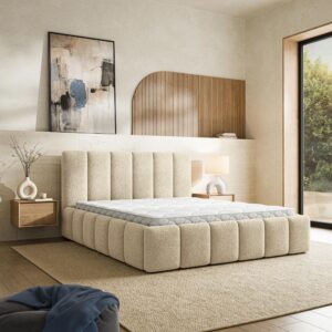 POLSTERBETT RANIS 120x200 cm mit Bettkästen - Creme Textil MASSENO Möbel > Betten > Polsterbetten Weiß