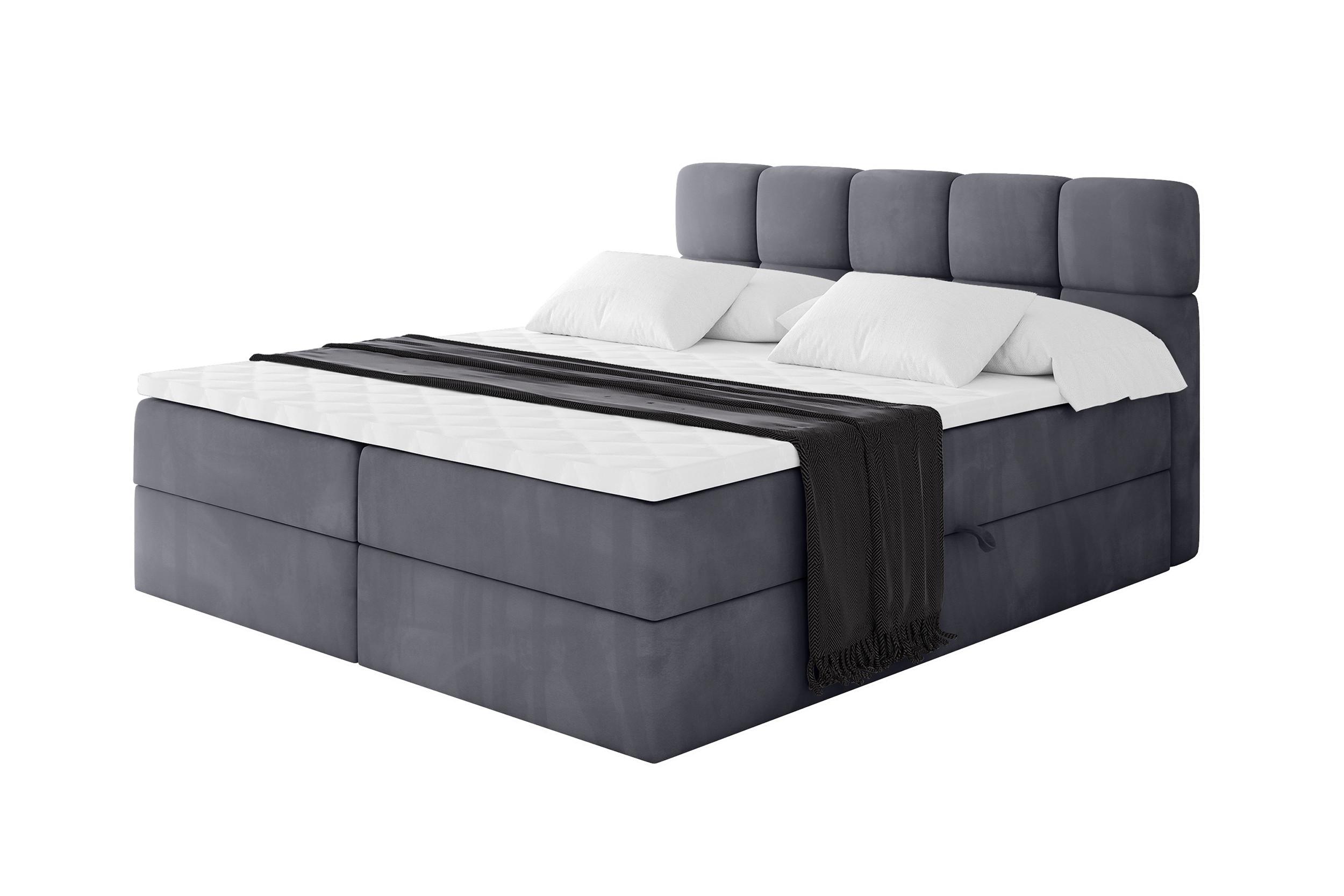 Wohnli Möbelsuche - BOXBETT mit Matratze H4 - FAMA - 180x200 cm Dunkelgrau Casablanca