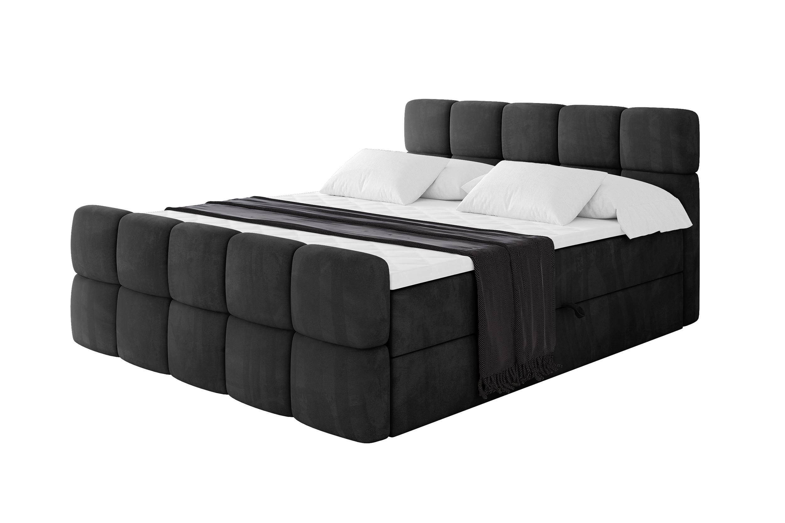 Wohnli Möbelsuche - BOXBETT mit Matratze H4 - FAMA-Z - 200x200 cm Schwarz Casablanca
